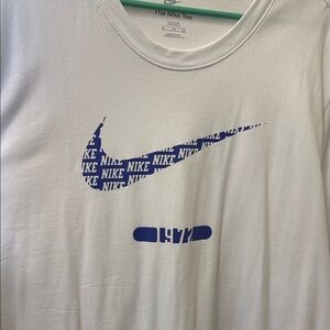 Nike White Tee with Blue Graphic